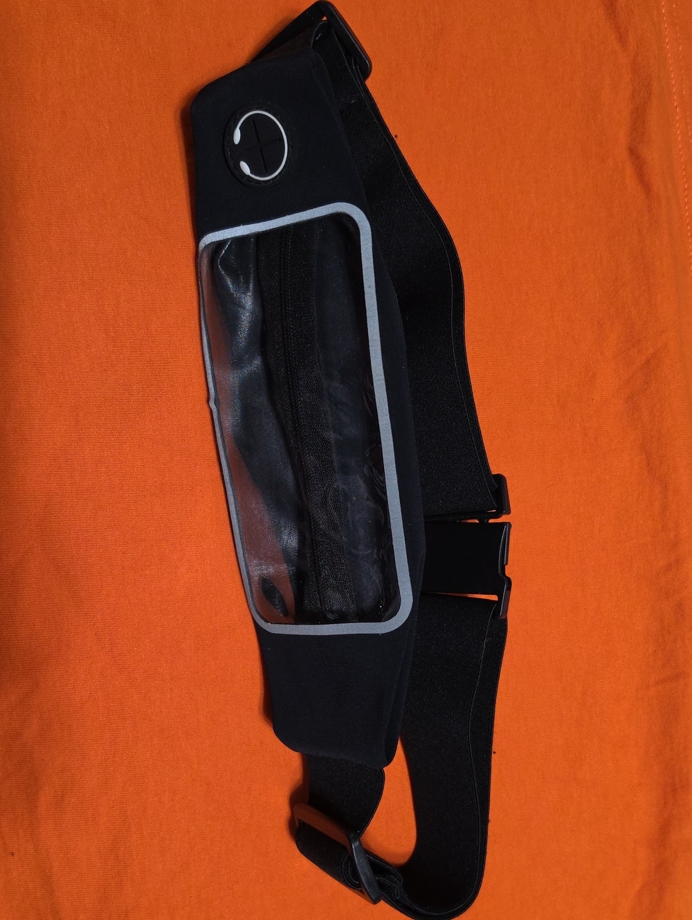 Source Unknown Black & Gray Running Waist Phone Belt with Clear Window